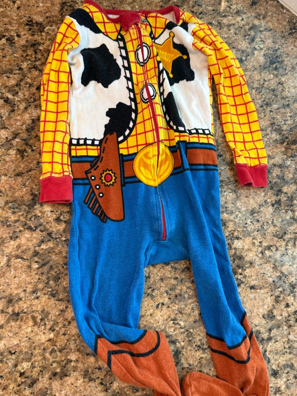 Disney Store Toy Story Woody Footed One Piece Costume Pajamas Size 3